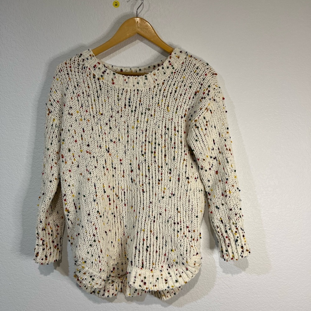 Moon Madison Women's Pompom Sprinkles Jumper Knit Sweater Pullover Large